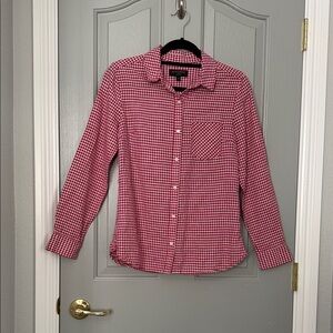 Banana Republic Red and White Gingham Button-Down Shirt